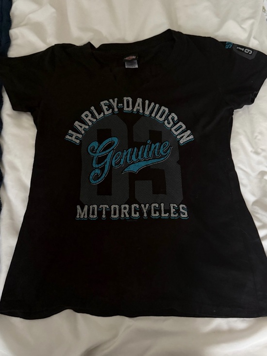 Harley-Davidson Tops - Harley-Davidson Black Tee with Teal and Gray Graphic